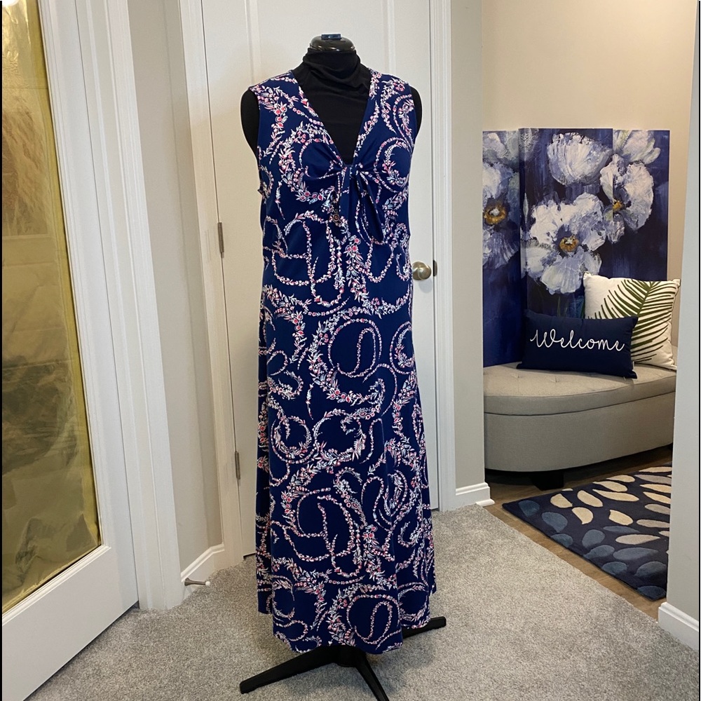 TALBOTS, NWOT. 3X, empire waist, maxi,  navy, rose, white floral.  Amazing give!
